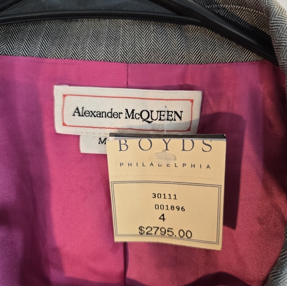 Alexander McQueen Women's Size 40 Gray Houndstooth One Button Wool Blazer New - Picture 7 of 11